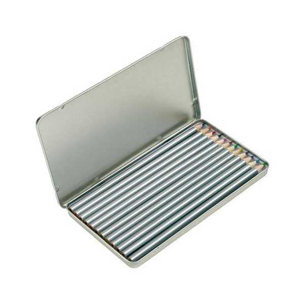 Silverstar Pencils, 12 colours, metal tin