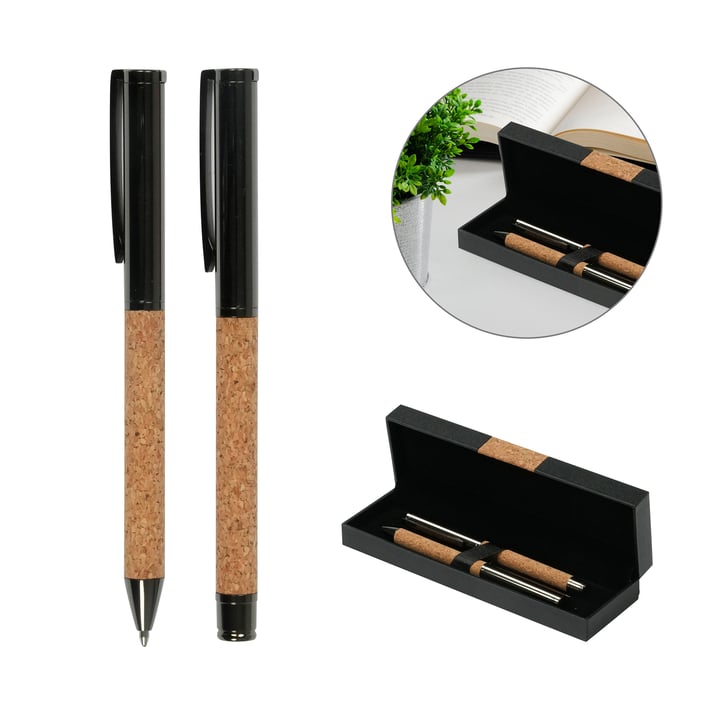 Office 1 Комплект химикалка и ролер Grace Cork, метални