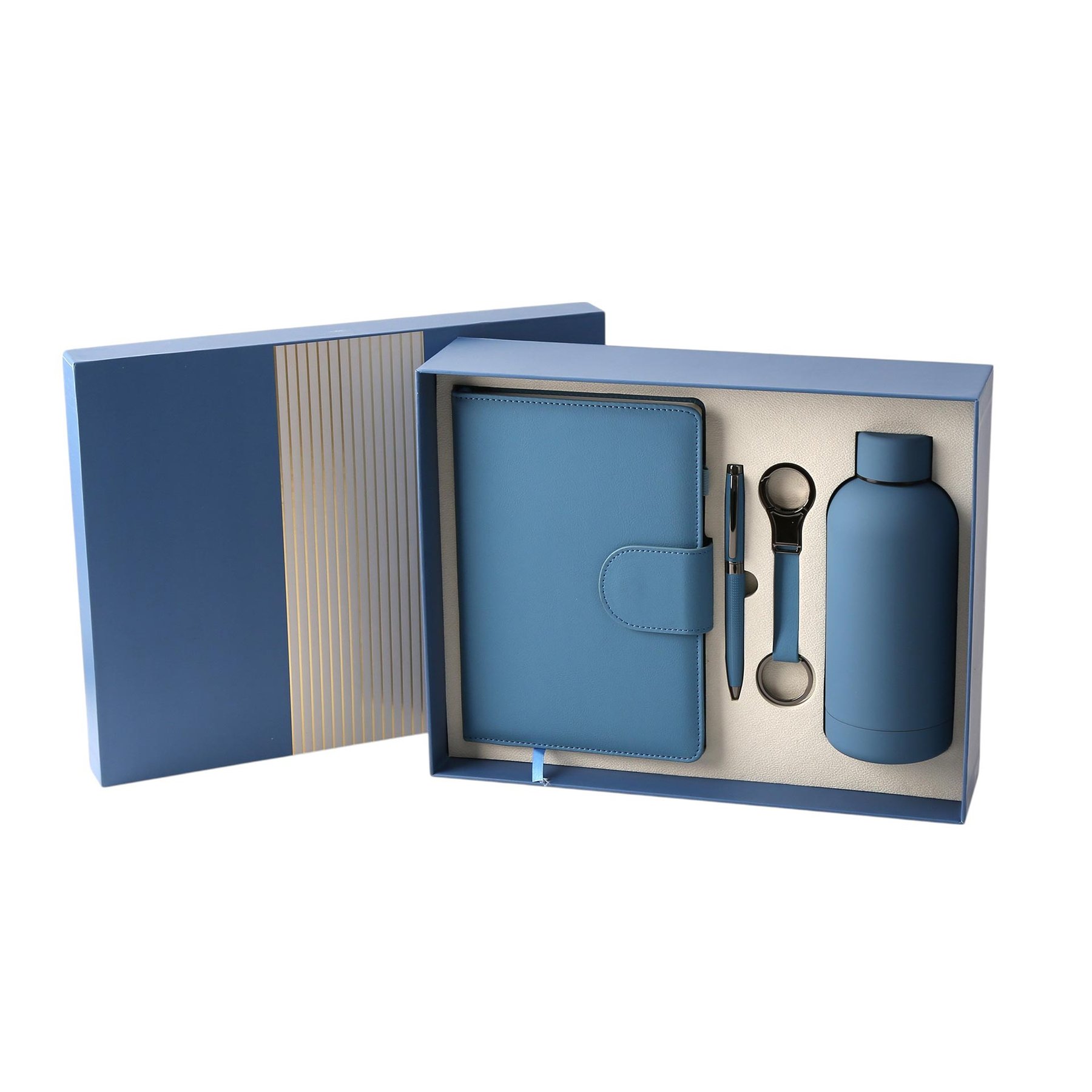 Welcome Set, notebook, bottle, pen and keyring, in box, blue
