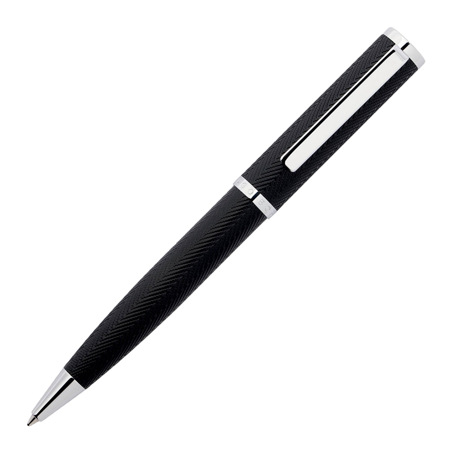 Ballpoint pen Hugo Boss Formation Herringbone, in box, silver-black