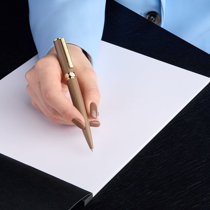 Hugo Boss Ballpoint pen Arche Double B, brown-gold