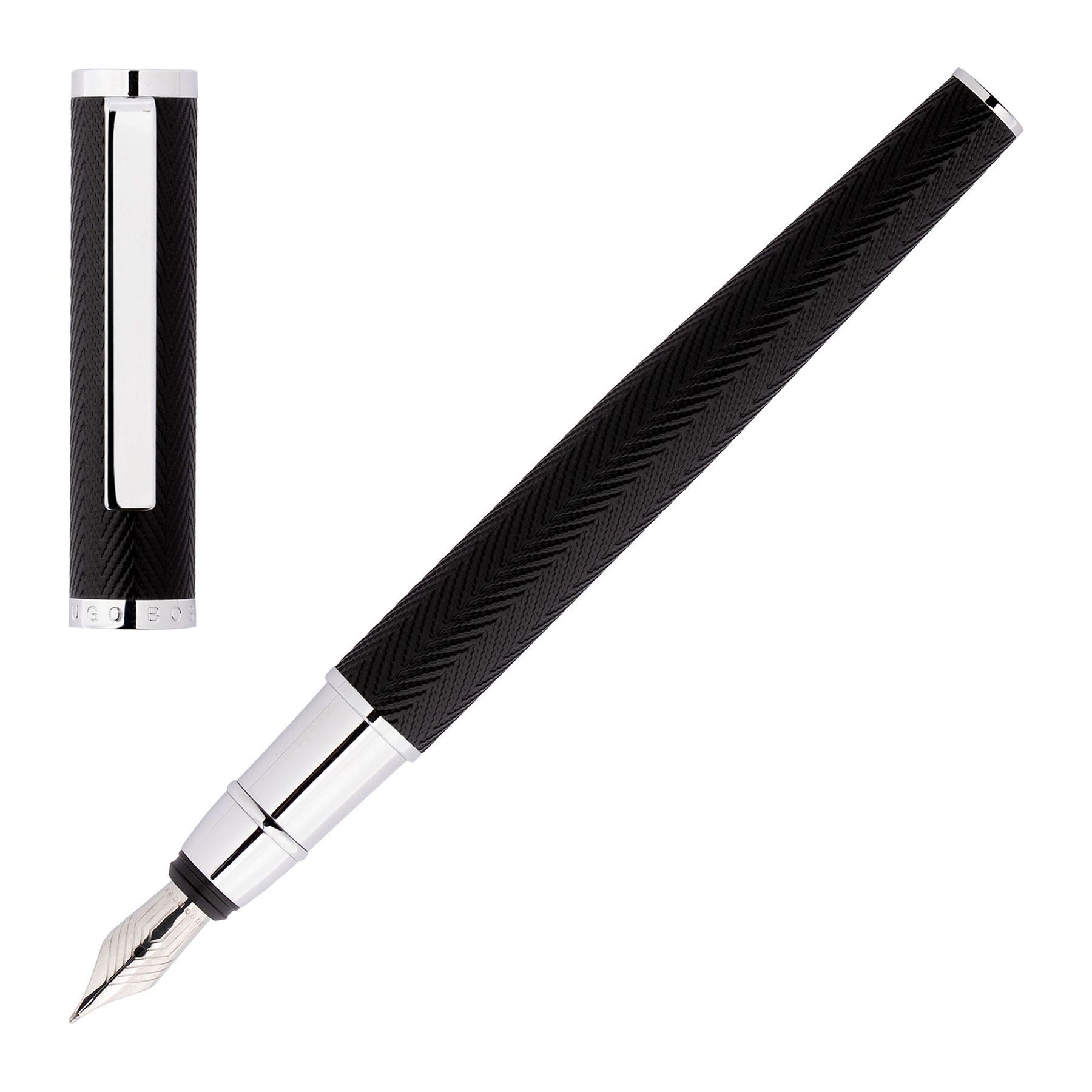 Pen Hugo Boss Formation Herringbone, in box, silver-black