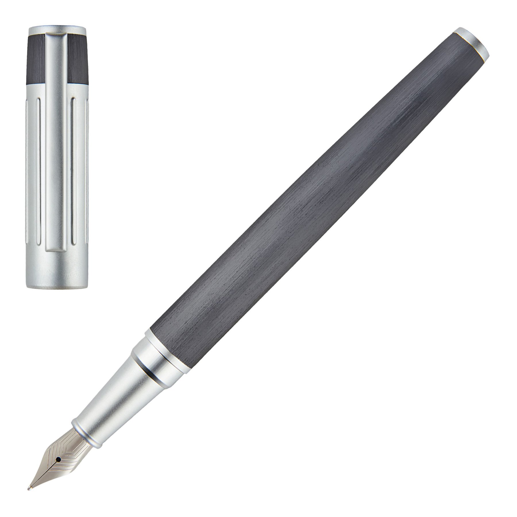 Hugo Boss Pen Gear Ribs, matte, boxed, chrome