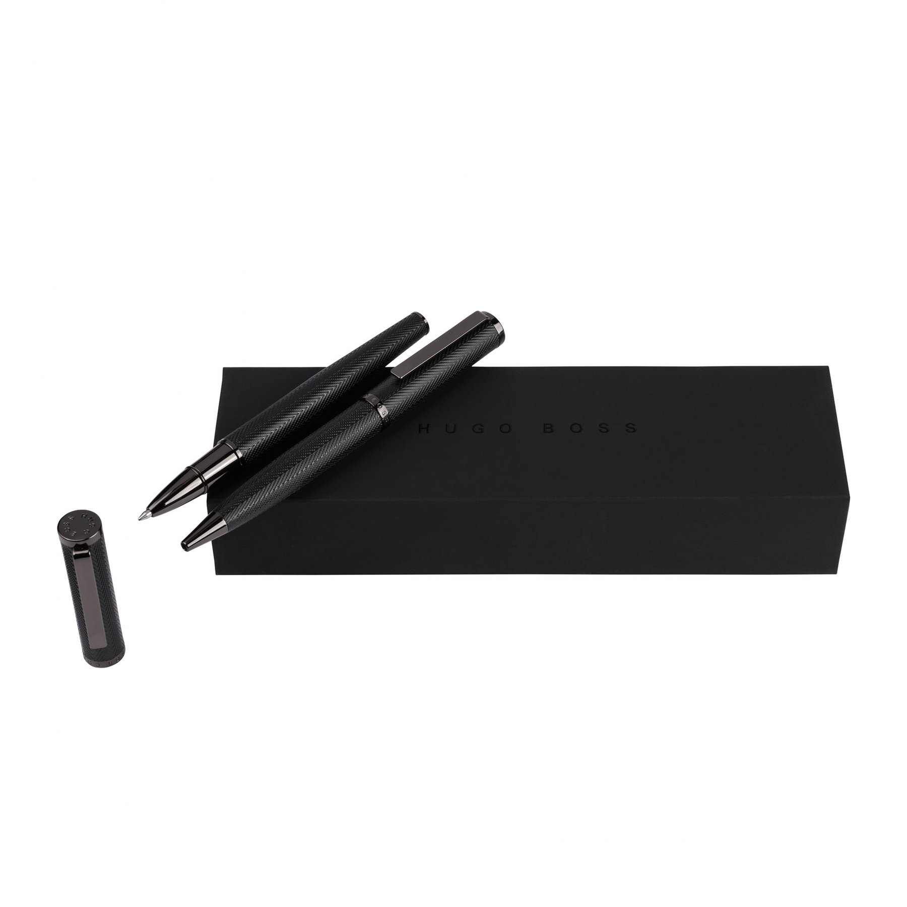 Hugo Boss Pen & Rollerball Set Formation Herringbone, boxed, black