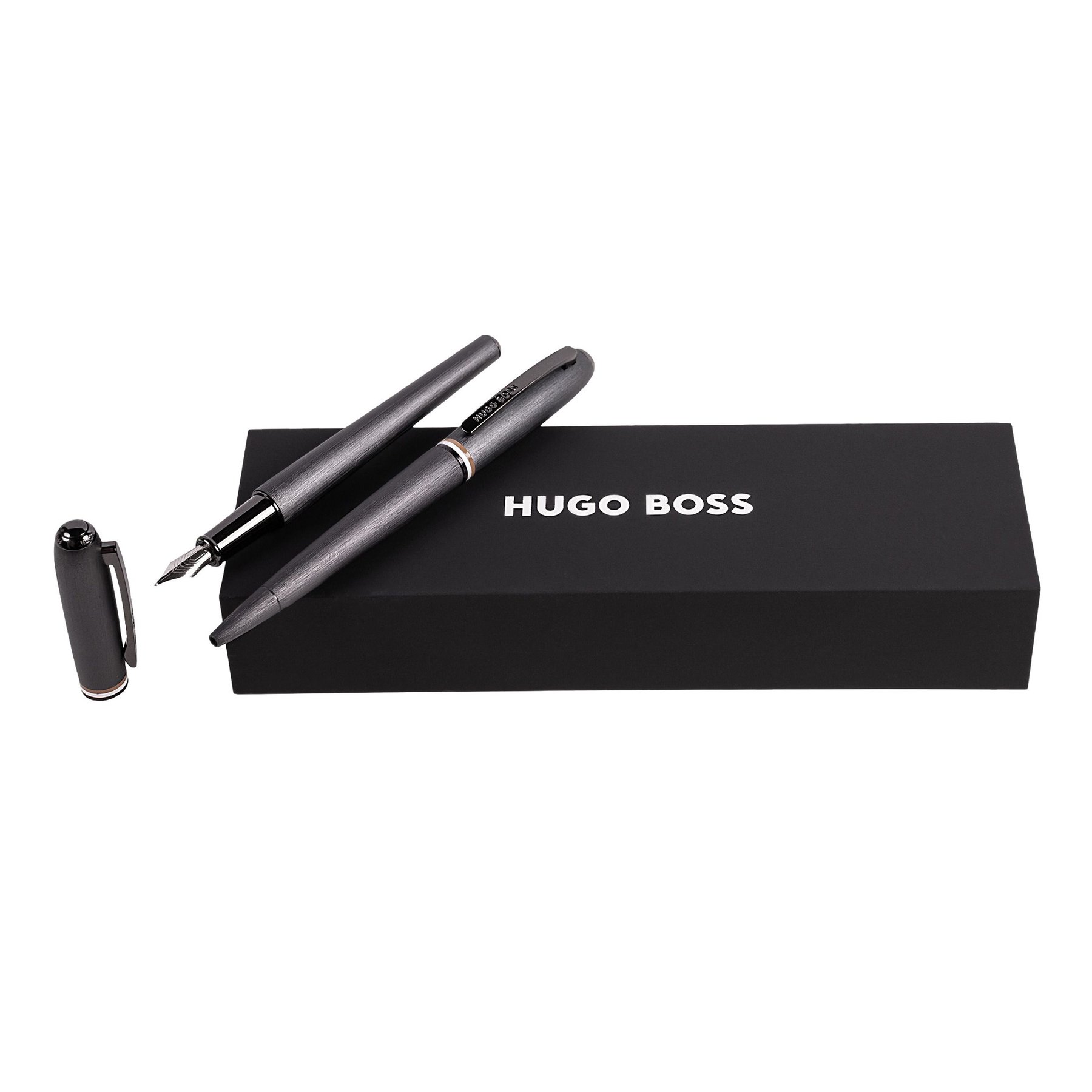 Hugo Boss Pen and Fountain Pen Set Contour Iconic, in box, dark grey