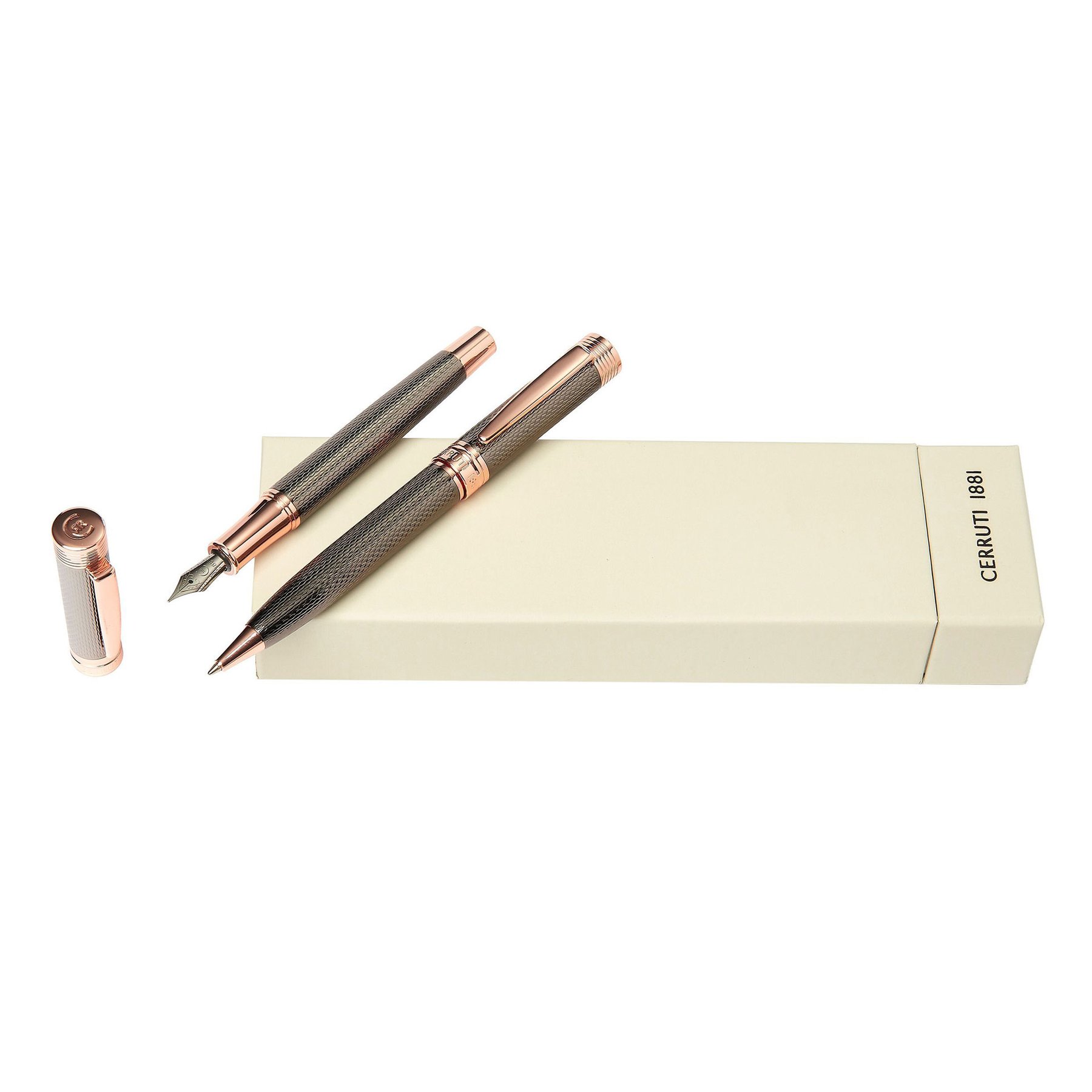 Cerruti 1881 Pen and rollerball set Zoom Diamond, in box, copper color