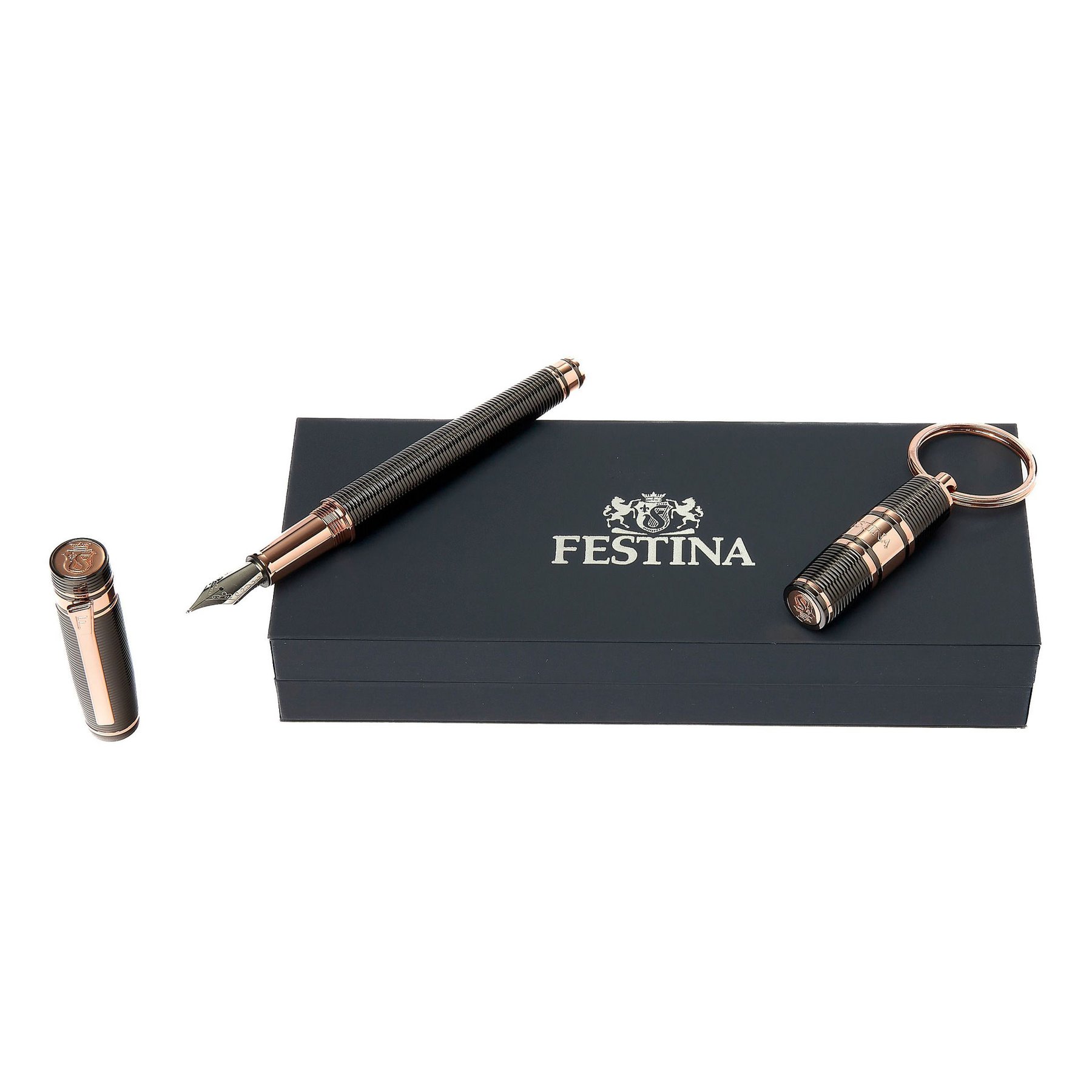 Festina Pen and Keychain Set Bold Stripe, Rose Gold