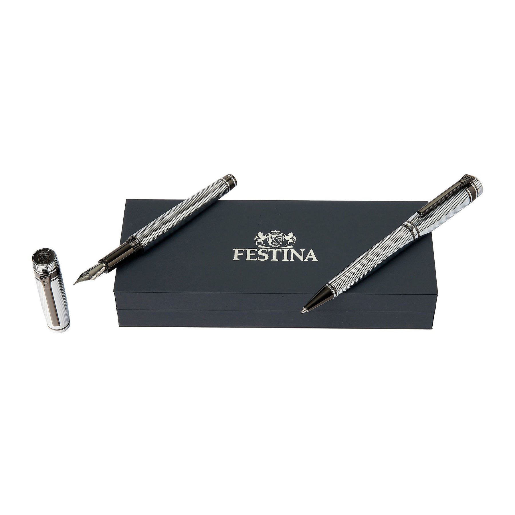 Festina Pen and pencil set Bold Stripe, in box, chrome