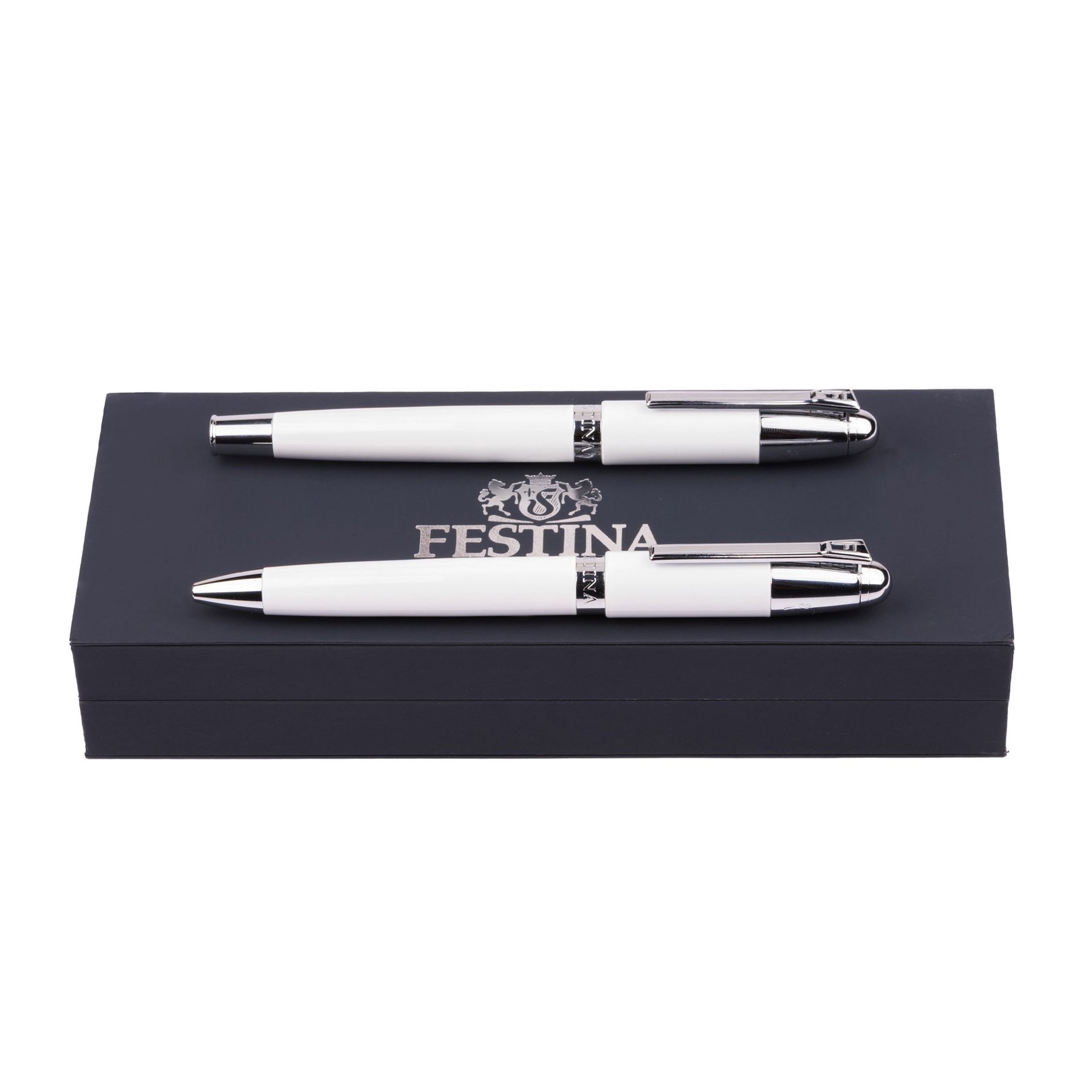 Festina Set pen and ballpoint Classicals Chrome, boxed, white