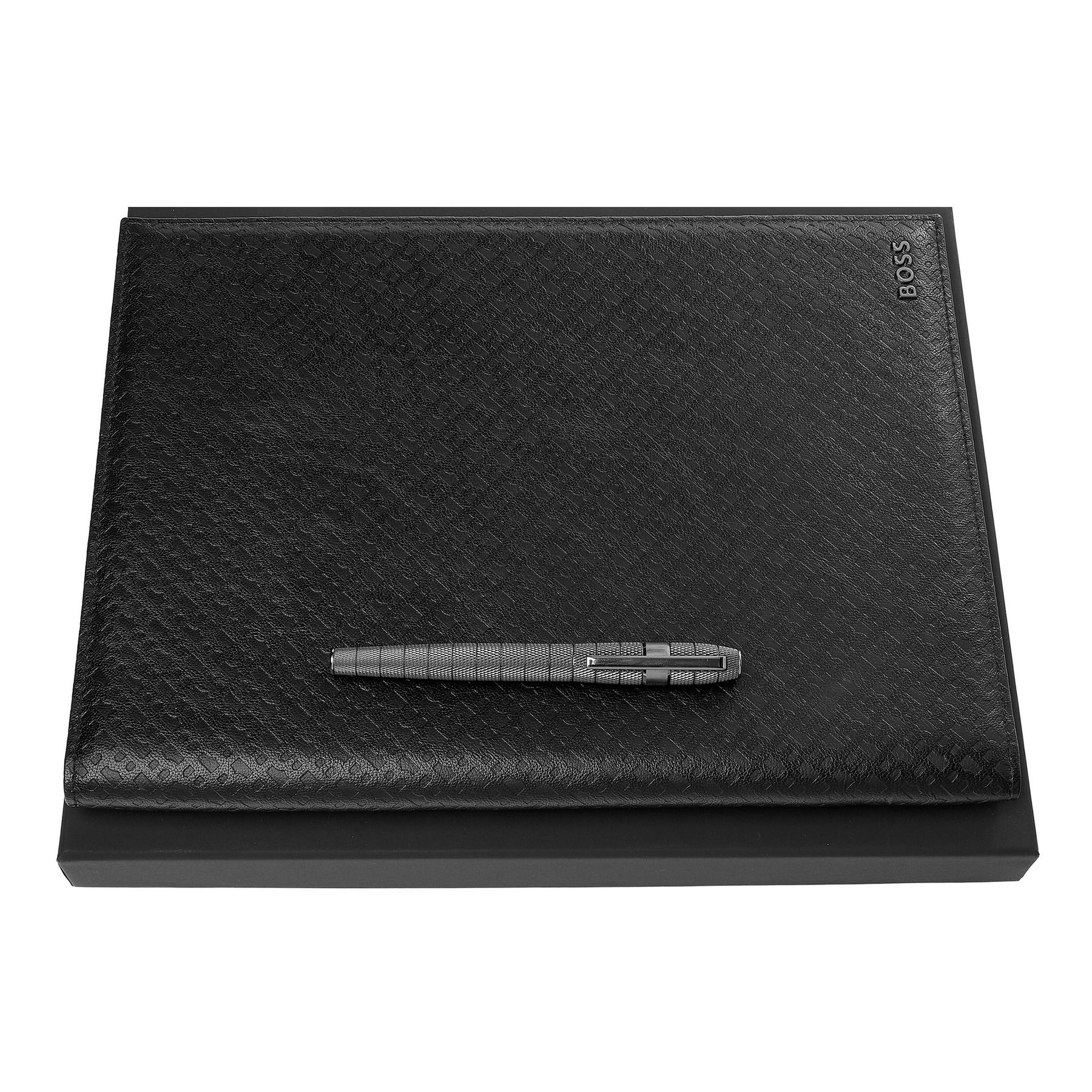 Hugo Boss Set pen Quantum and folder Rive, A4, chrome