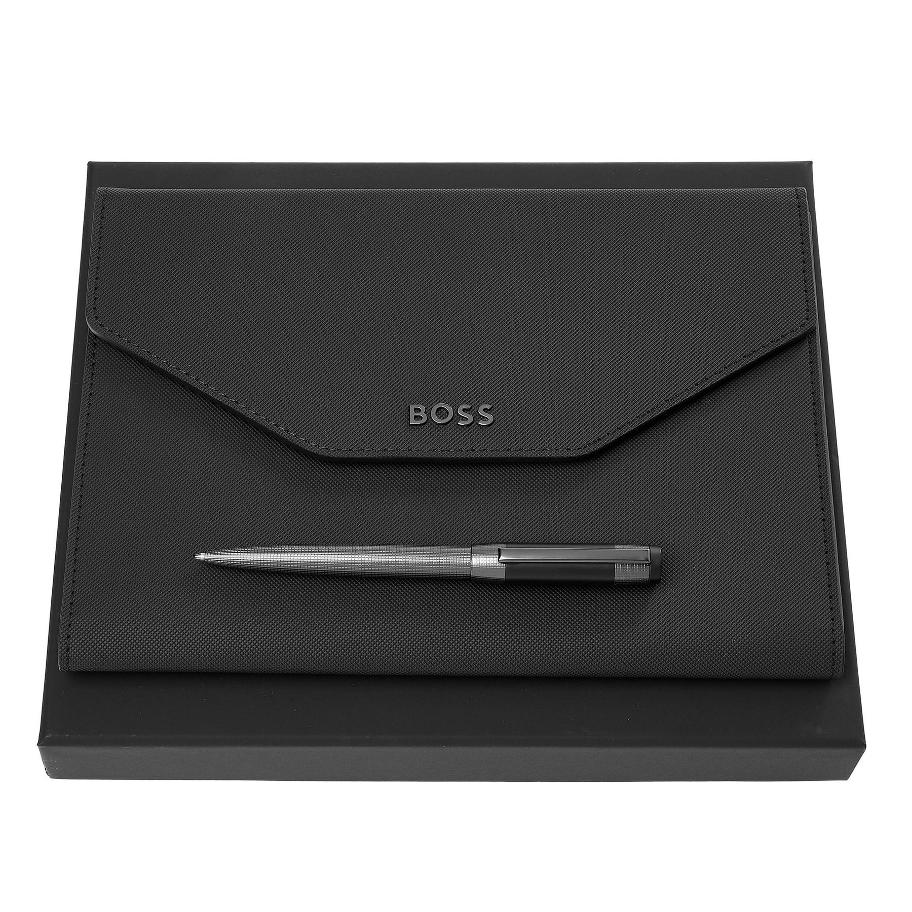 Hugo Boss Pen and folder set Rive, A5, chrome