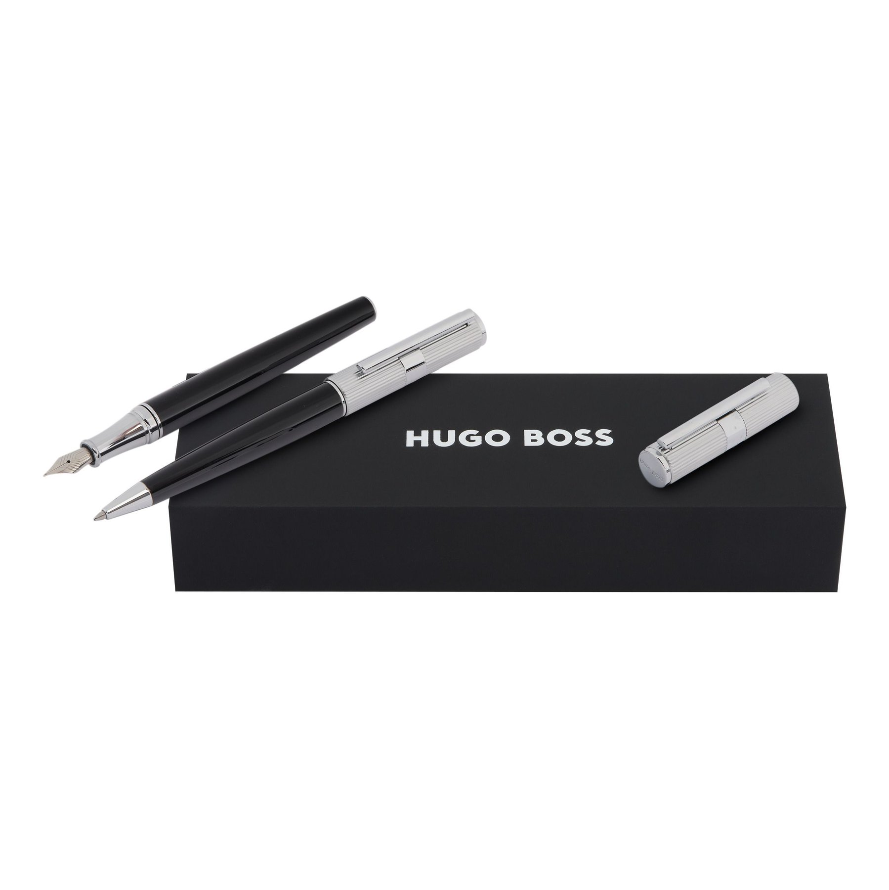 Hugo Boss Pen and Ballpoint Pen Set Formation Line, in box, silver-black