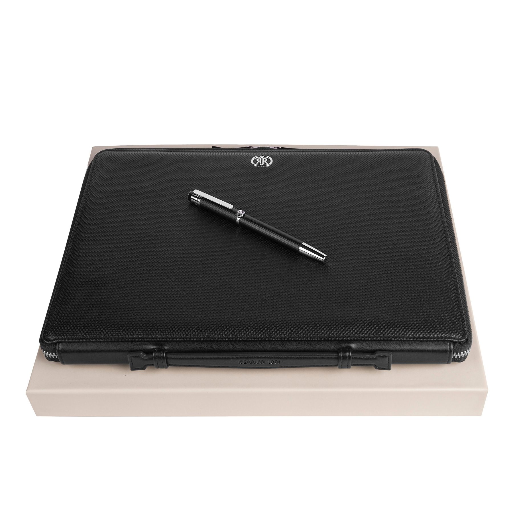 Cerruti 1881 Set rollerball and folder Regent, A4, with zipper, black