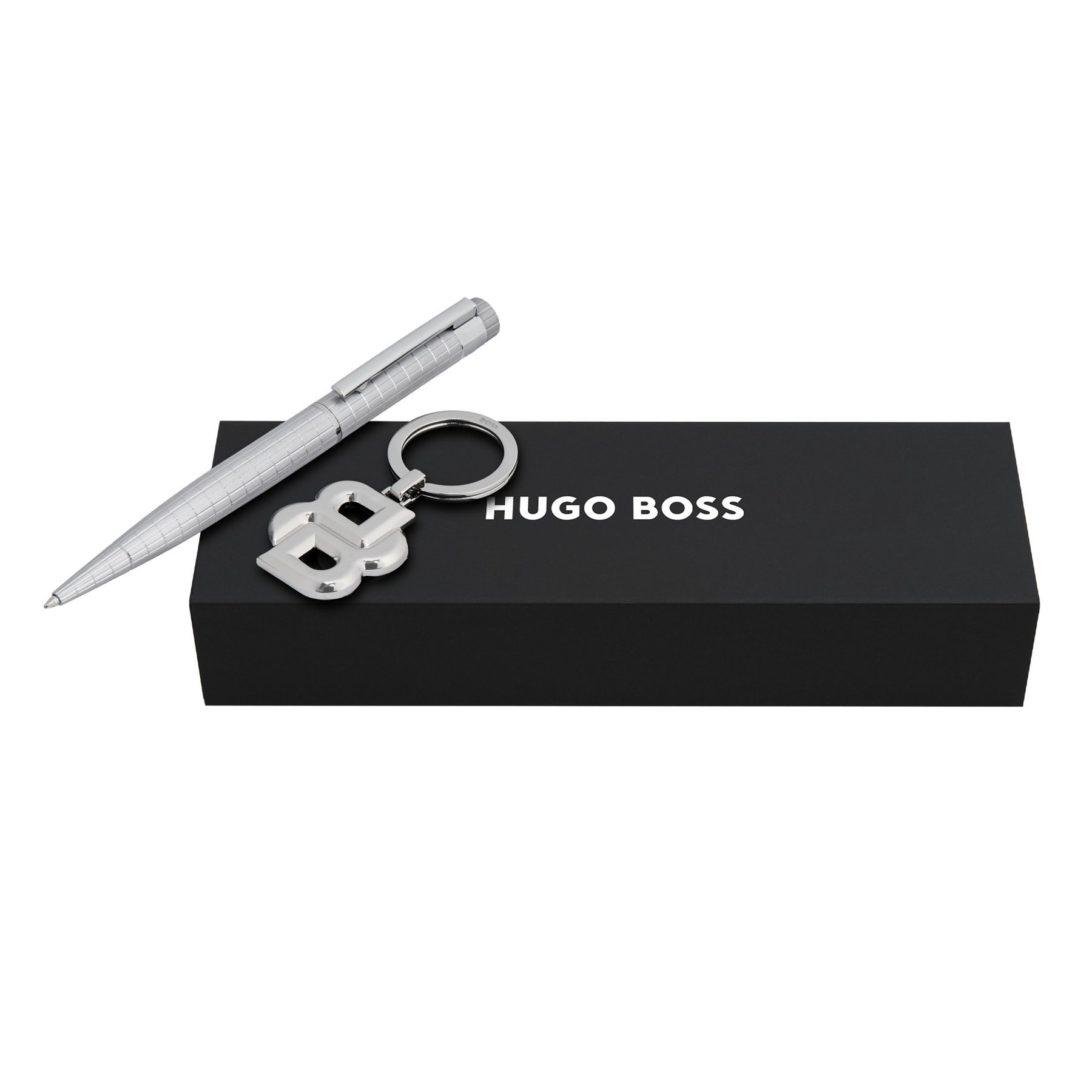 Hugo Boss Set ballpoint pen and keyring, silver