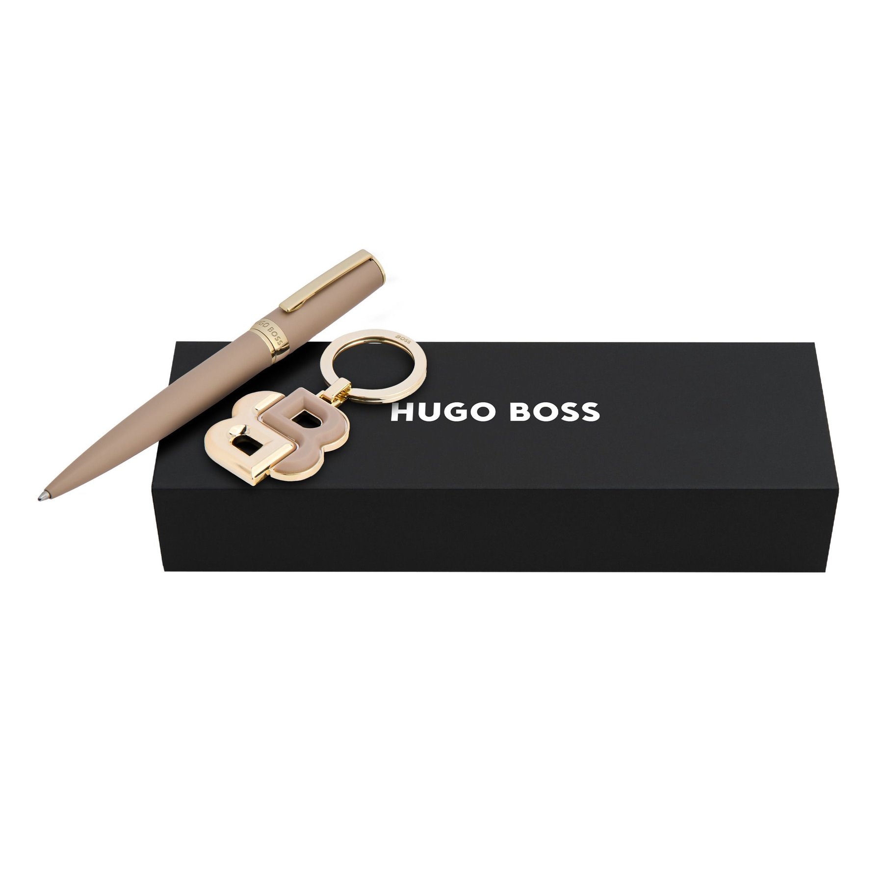 Hugo Boss Set ballpoint pen and keyring, brown-gold