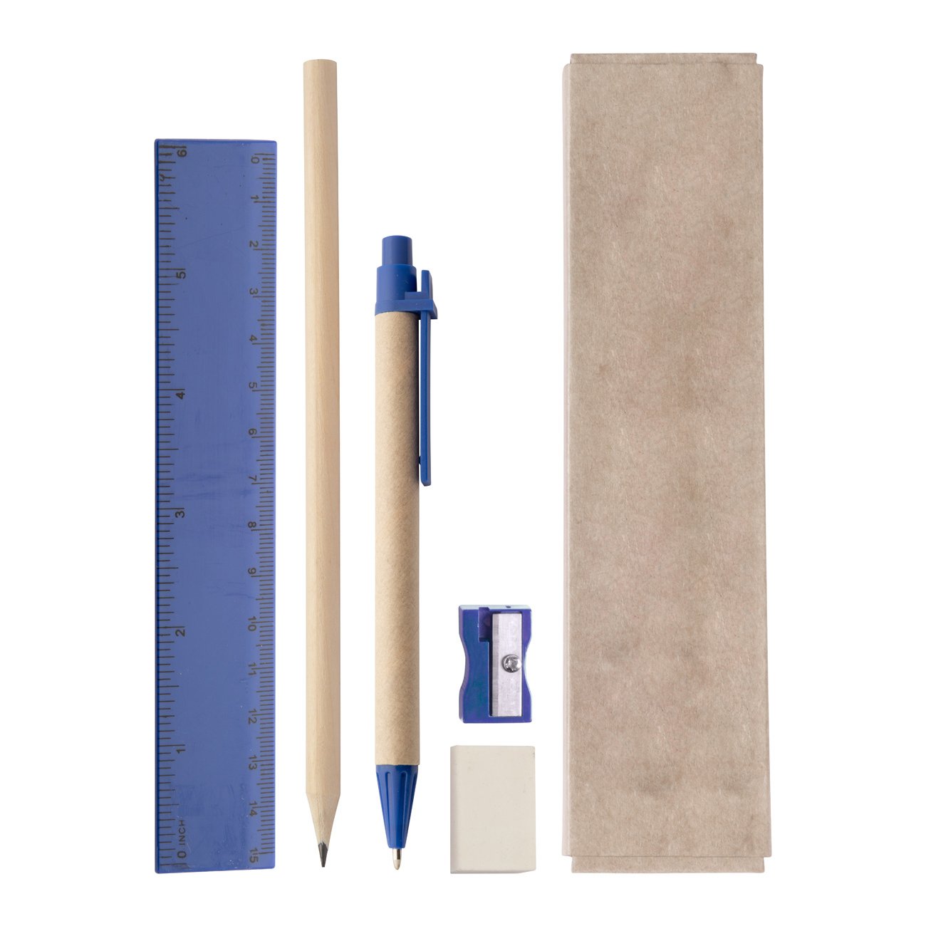 Cool Set Monoli, ballpoint pen, pencil, ruler, sharpener, eraser, blue