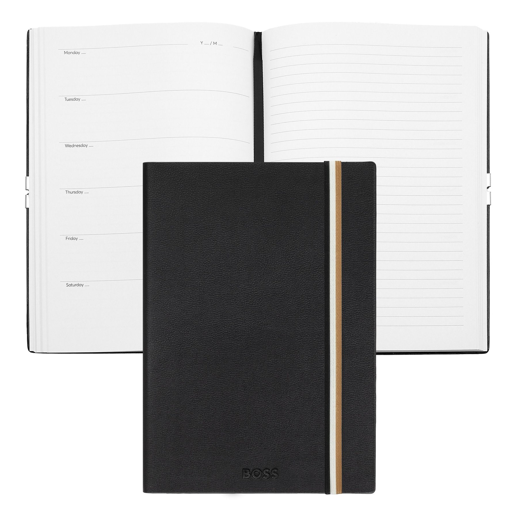 Hugo Boss Notebook Iconic, A5, with weekly planner, black