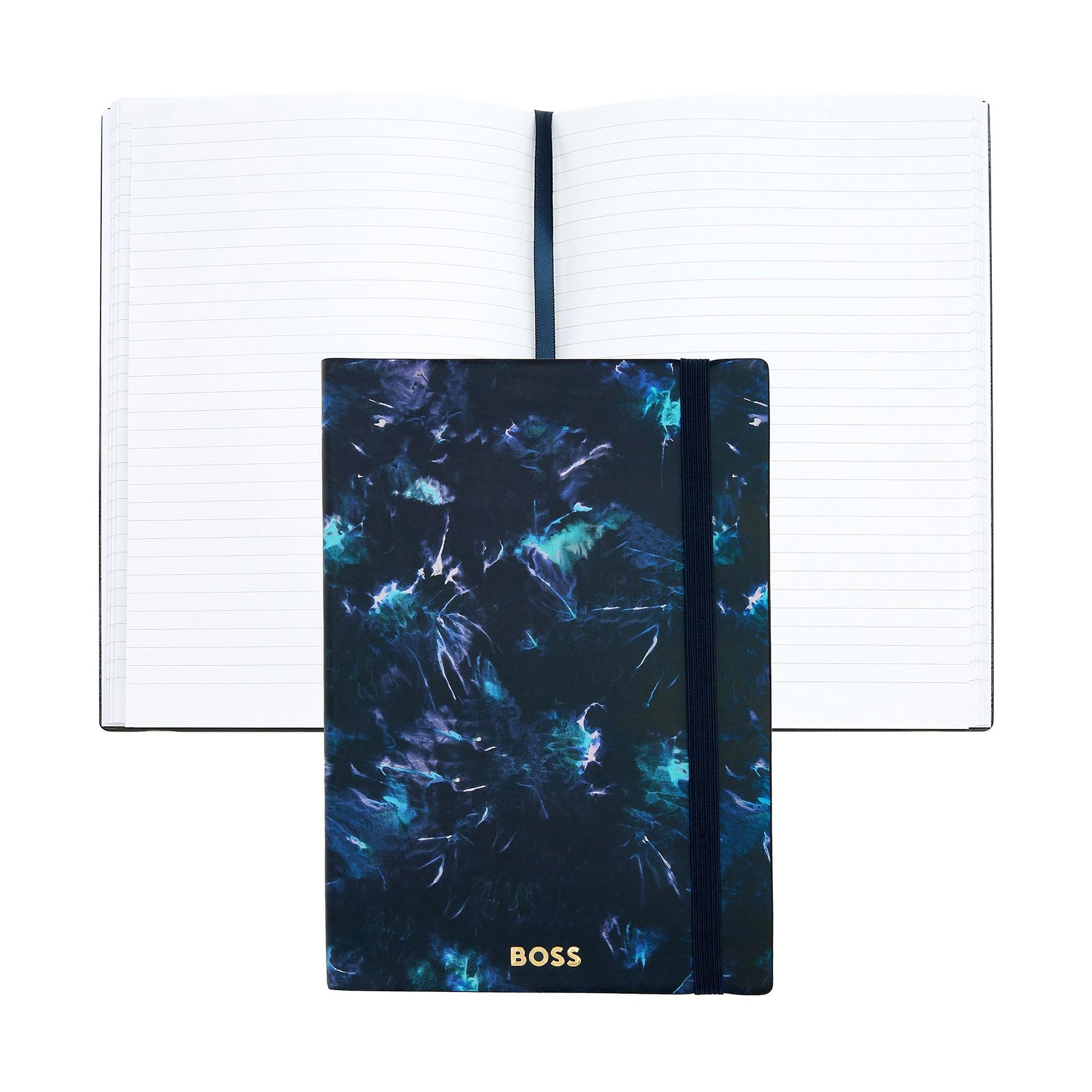 Hugo Boss Notebook Tie-Dye Flower, A5, ruled, dark blue