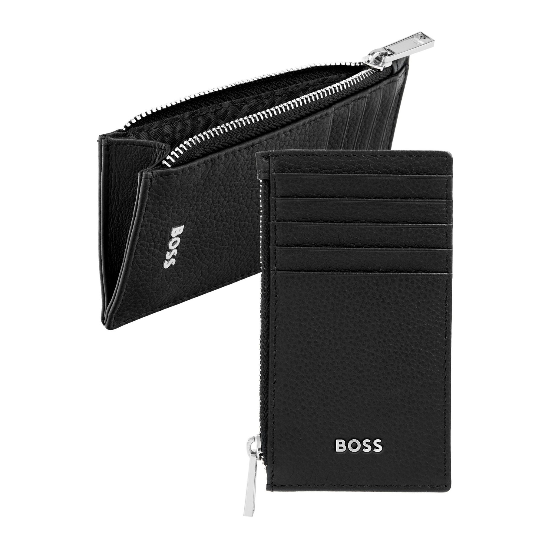 Hugo Boss Card holder Classic Grained, with 5 slots, with zipper, black