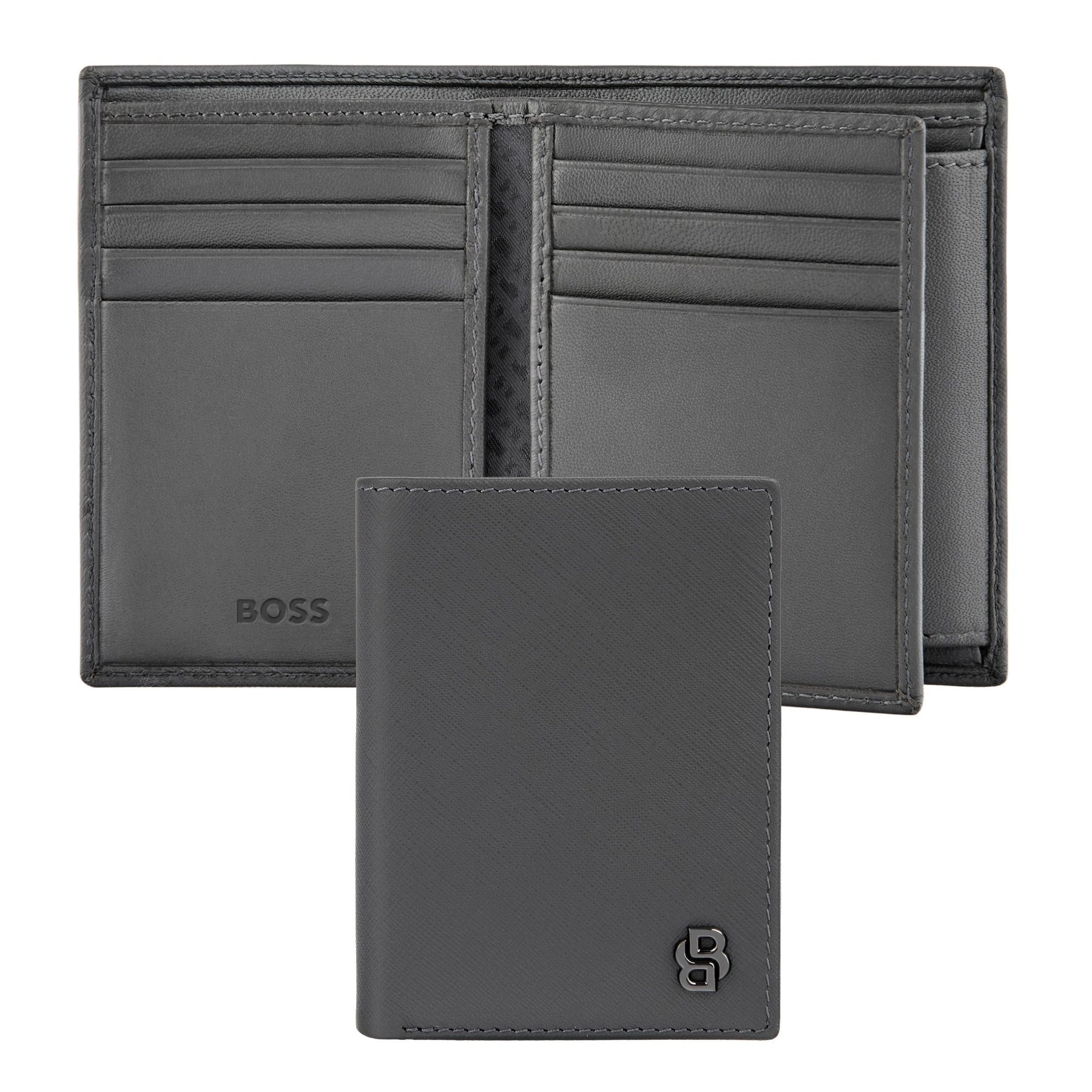 Hugo Boss Card holder Saffiano, with 12 slots, grey