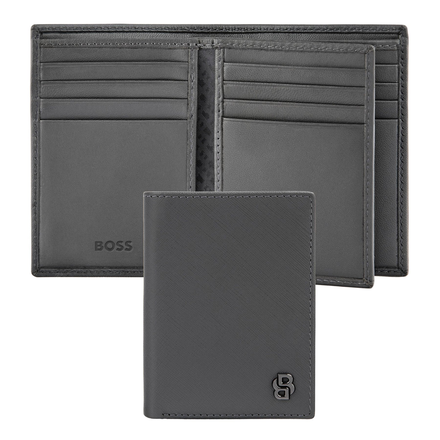 Hugo Boss Card holder Saffiano, with 16 slots, grey