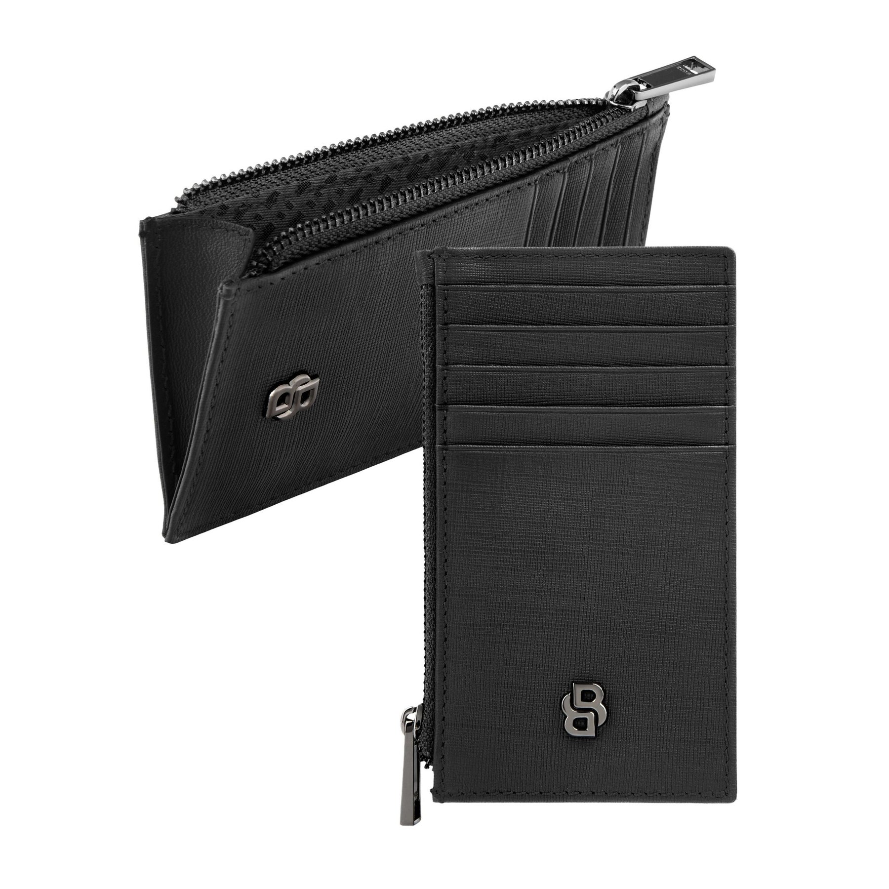 Hugo Boss Card holder Saffiano, with 5 slots, with zipper, black