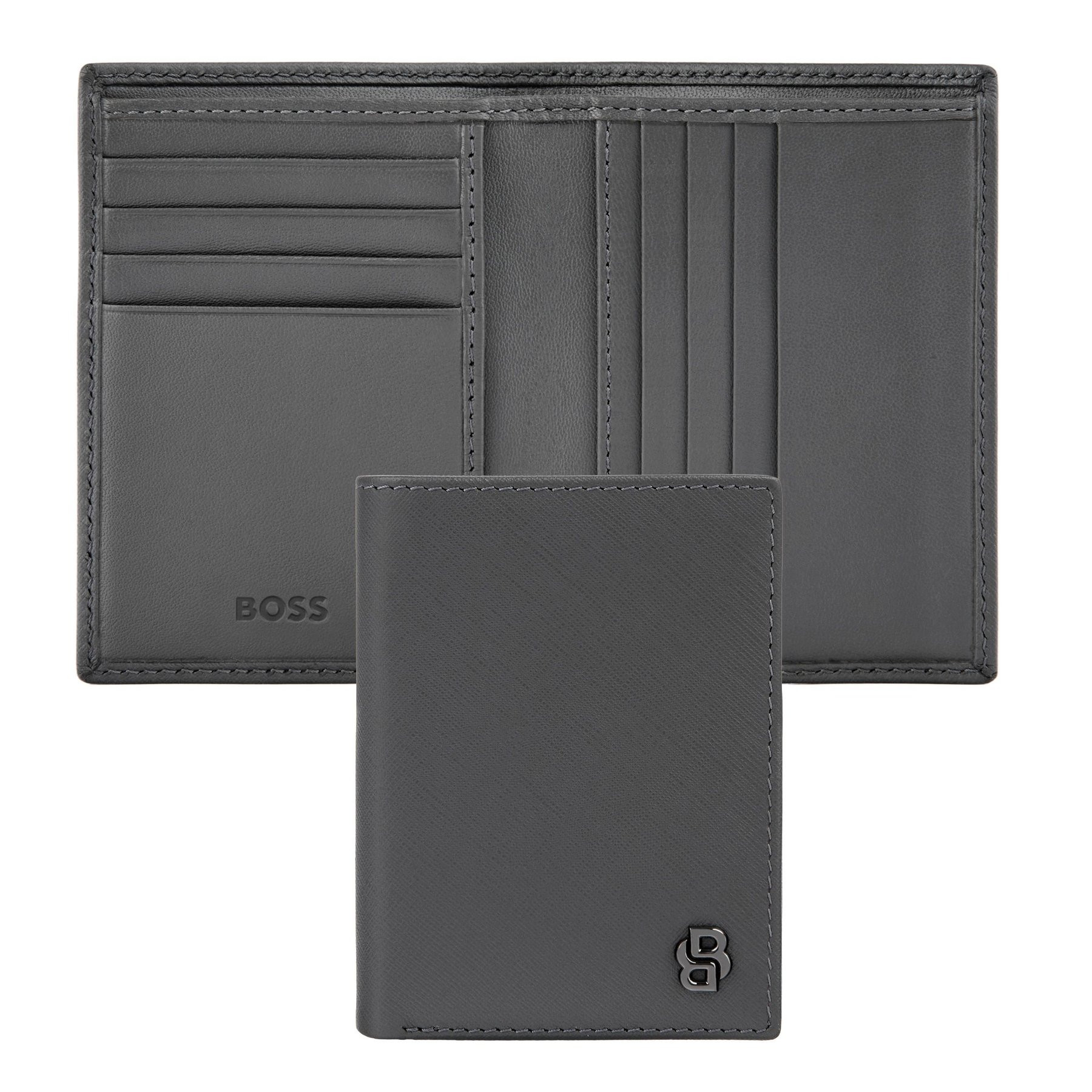 Hugo Boss Card holder Saffiano, with 8 slots, grey
