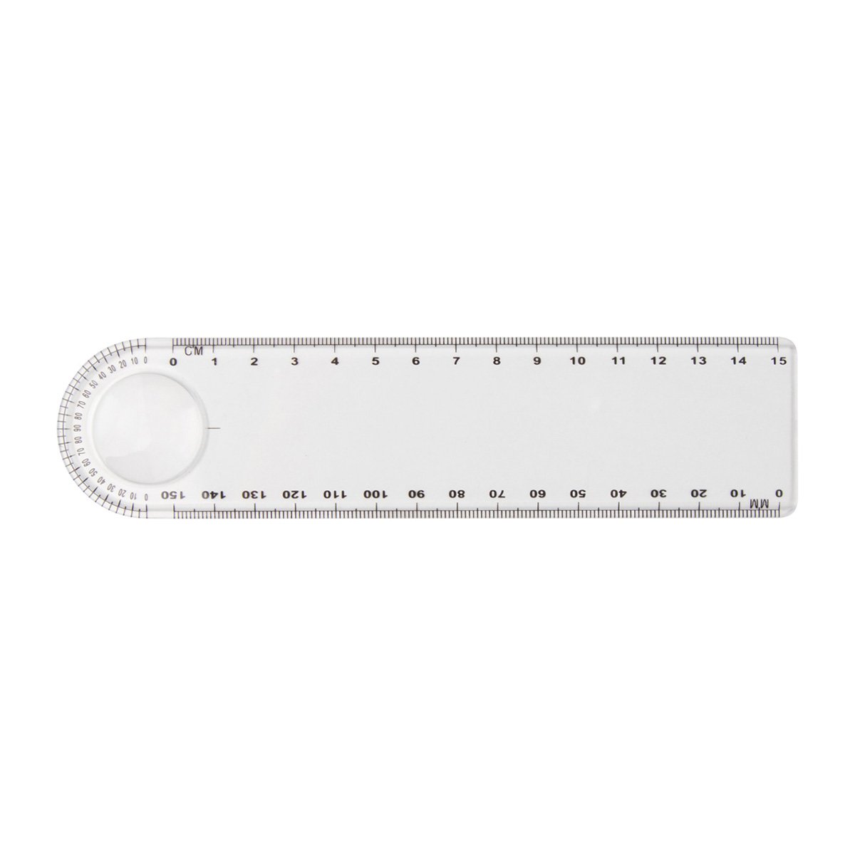 Ruler Linear, plastic, with magnifier, 15 cm