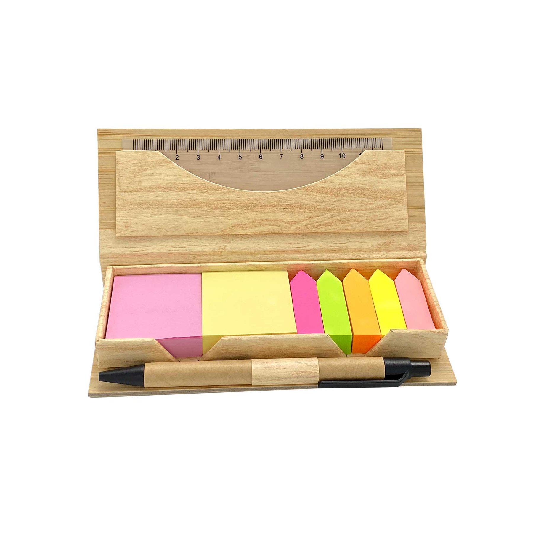Linea Set of notes, ruler & pen, in bamboo box