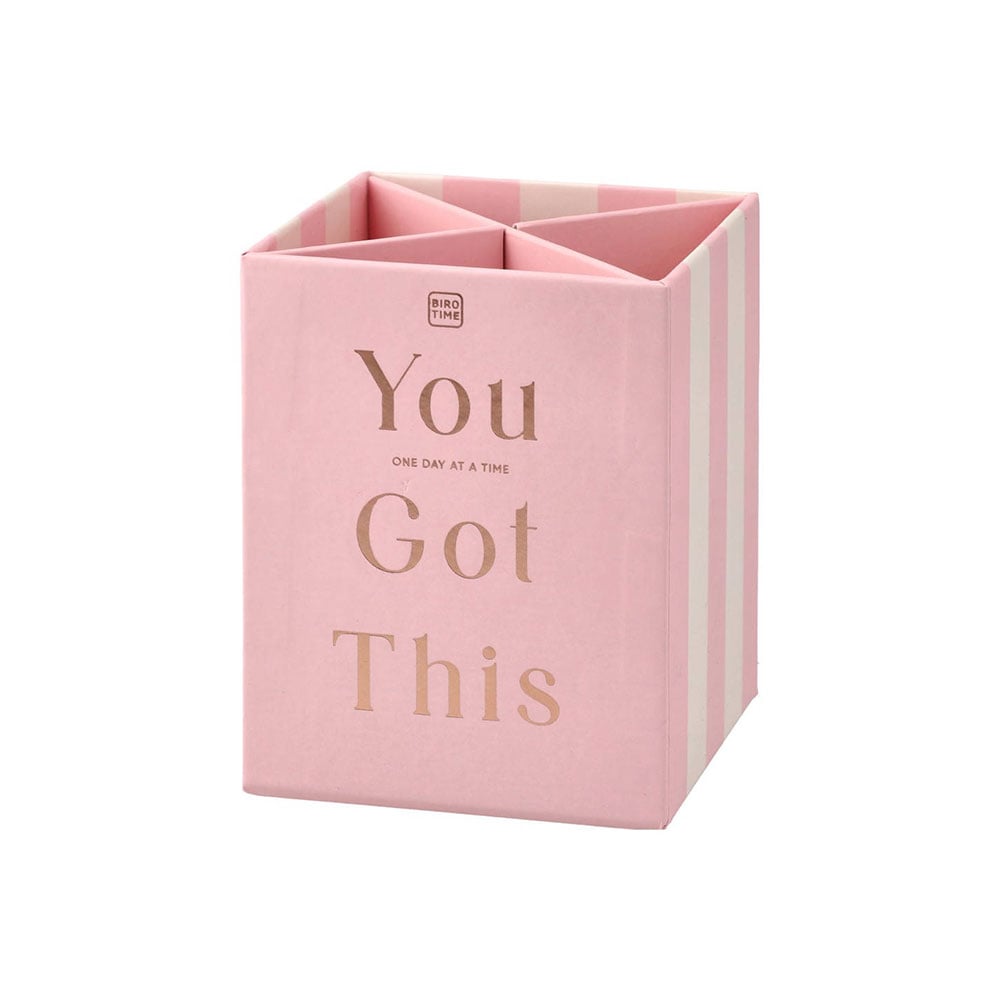 Biro Time Citrine Pencil Holder, 4 compartments, pink