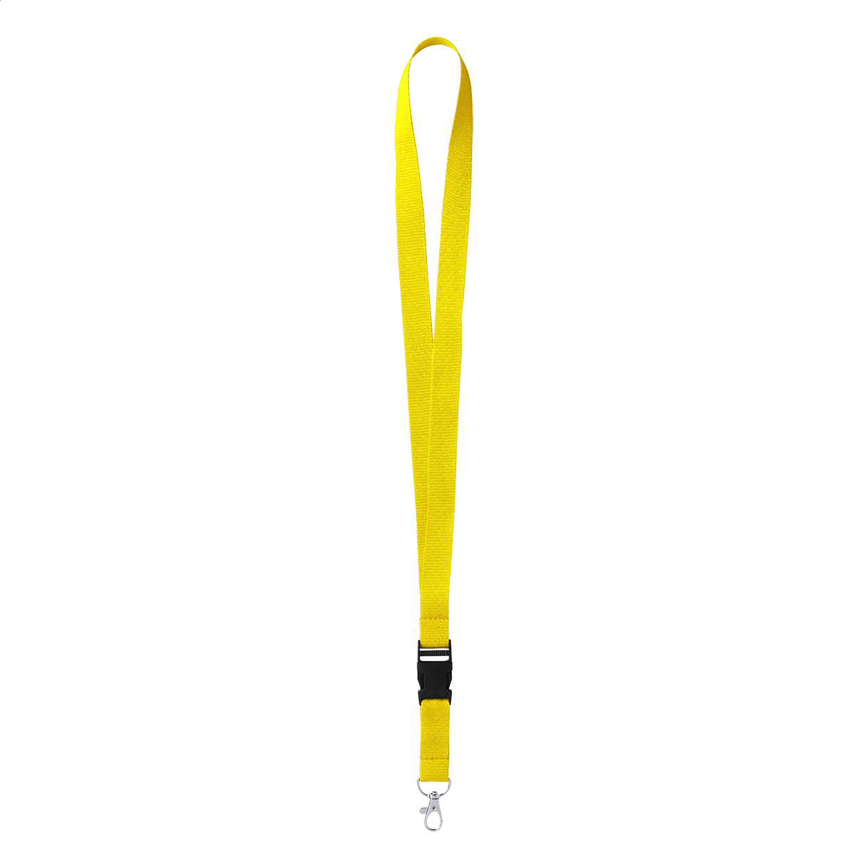 Badge Lanyard with detachable buckle and carabiner, 20 x 550 mm, yellow