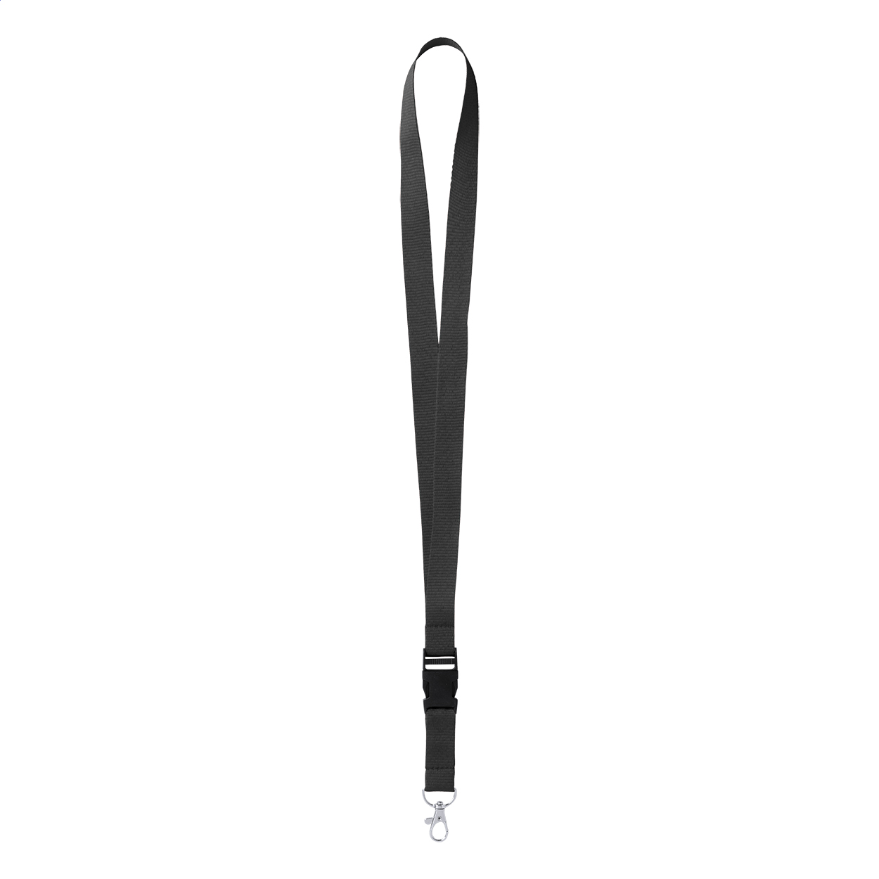 Badge Lanyard with detachable buckle and carabiner, 20 x 550 mm, black
