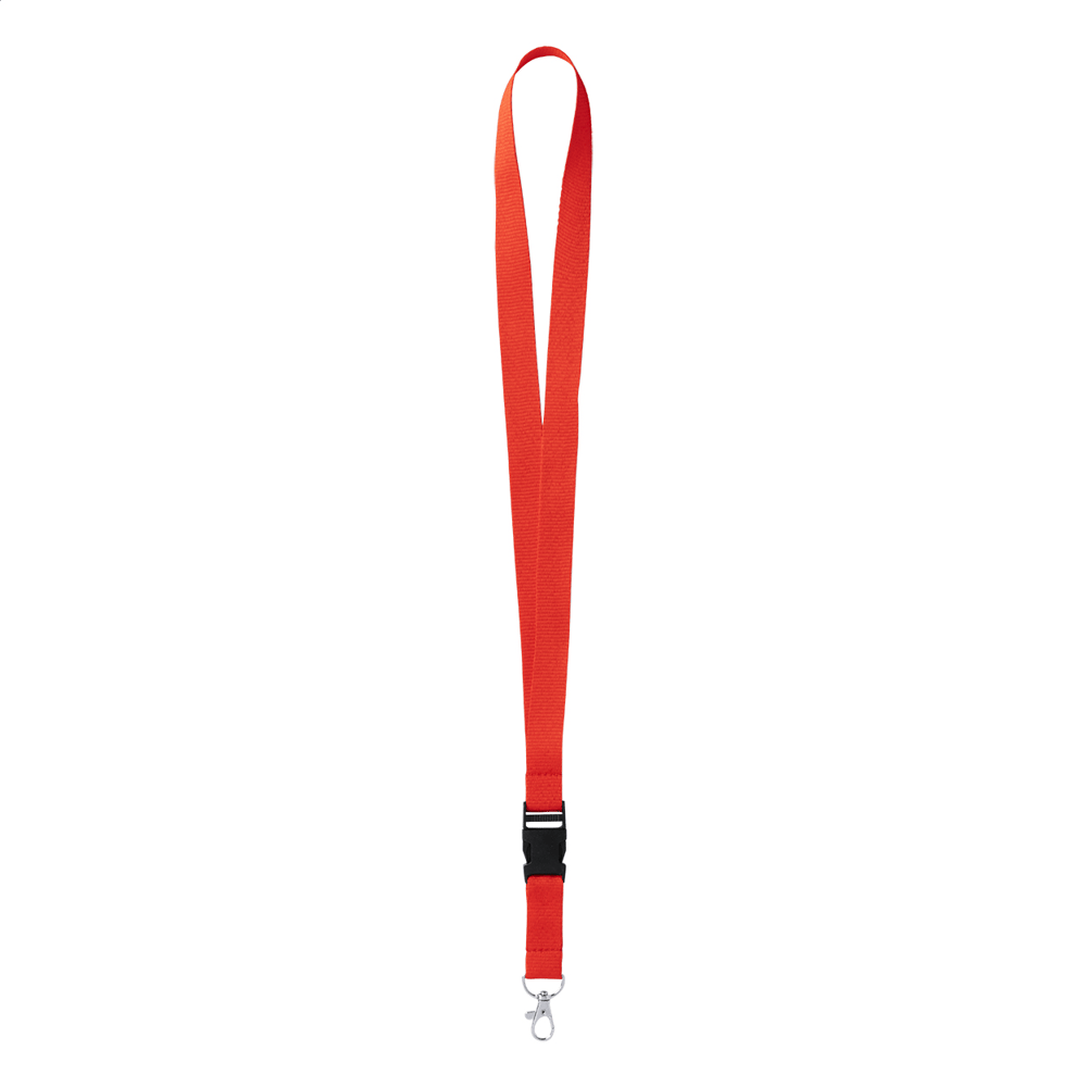 RIBBON FOR BADGE WITH MOVABLE BUCK AND CARABINER 2X55CM RED