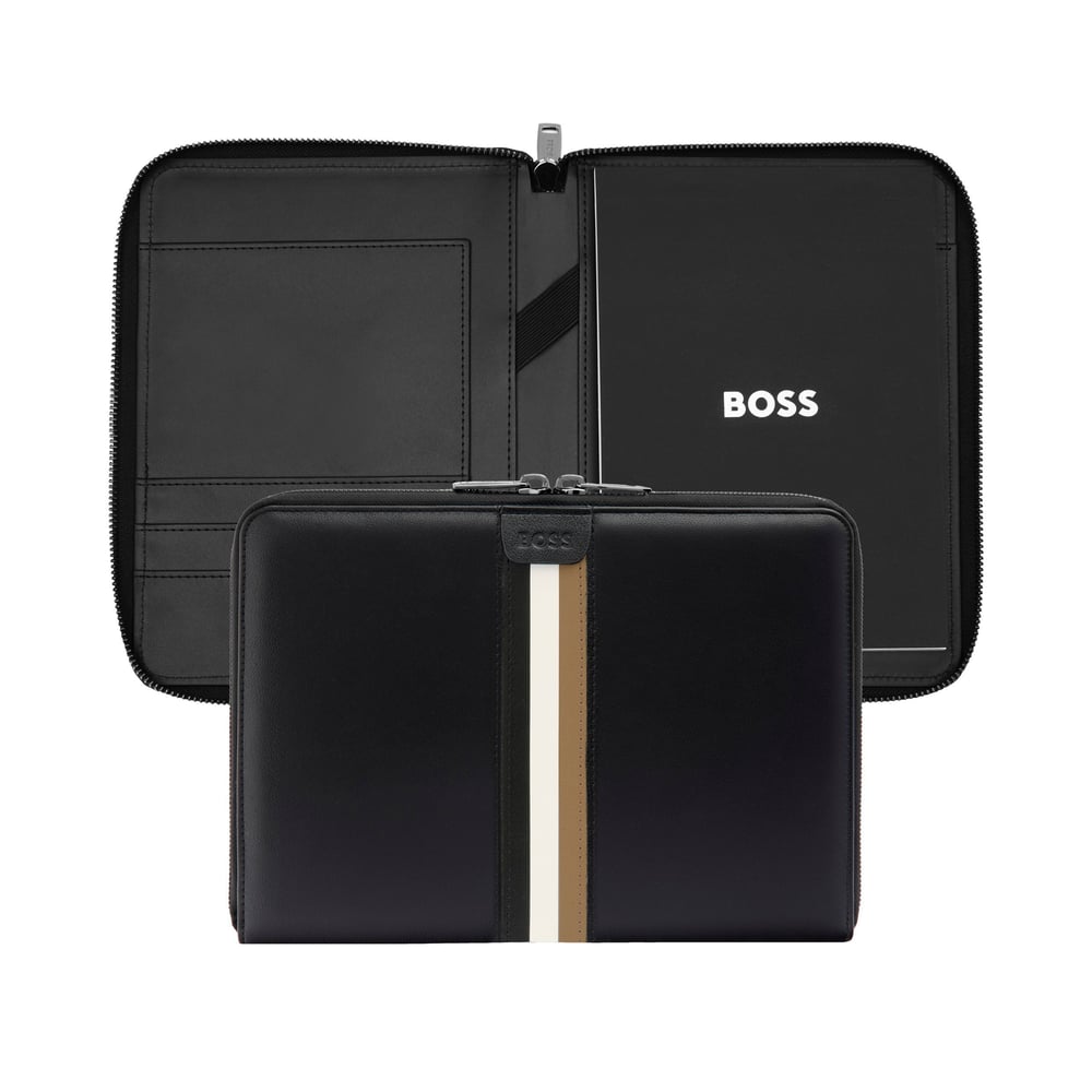 Hugo Boss Conference folder Iconic, A5, with zipper, black