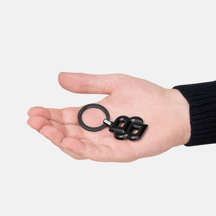 Hugo Boss Ключодържател Double B, черен мат