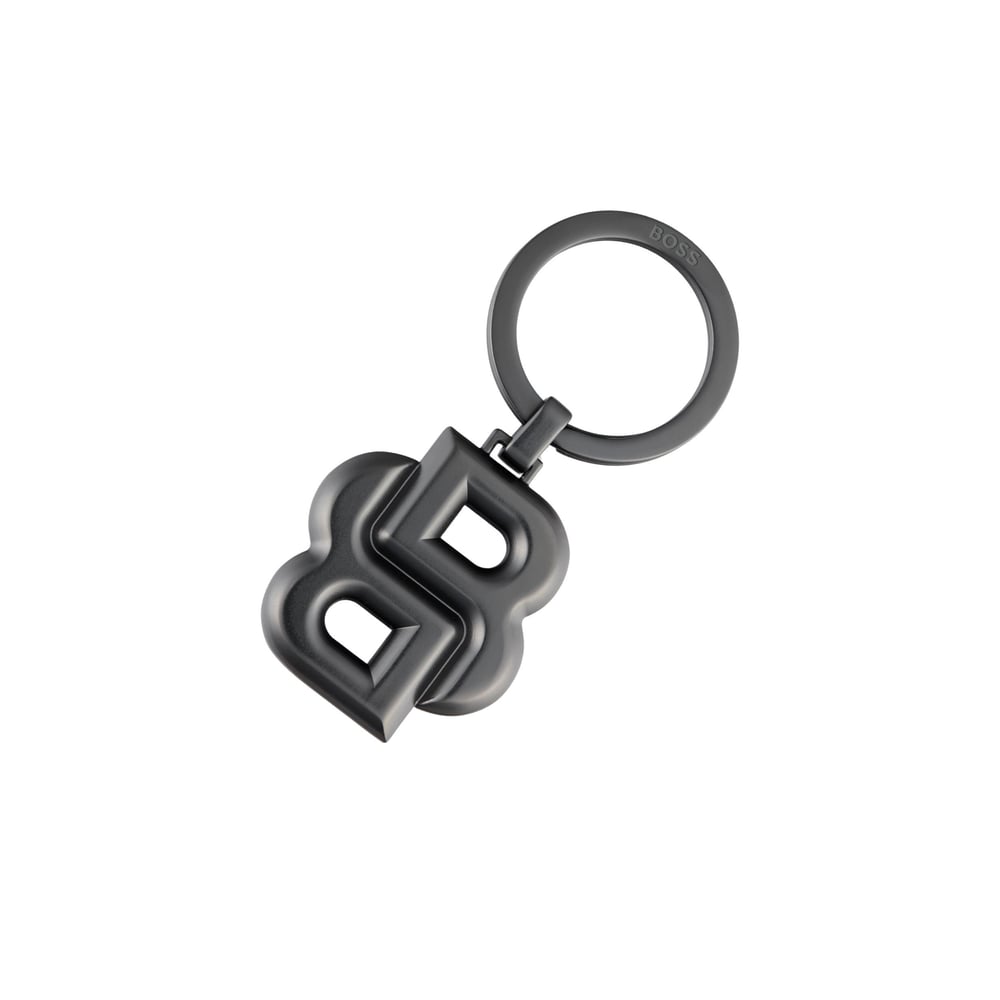 Hugo Boss Keyring Double B, matte dark grey