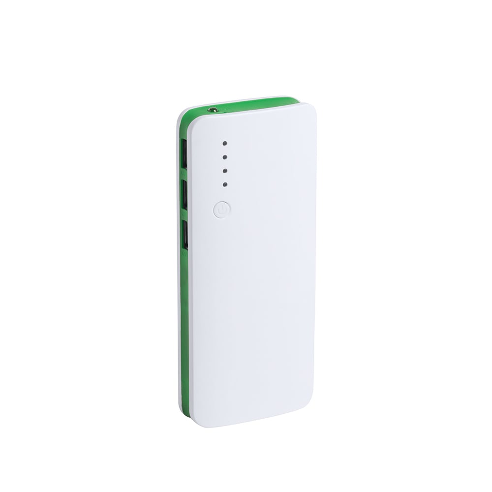 Cool Power Bank Kaprin, with 3 USB ports, 10,000 mAh, white and green