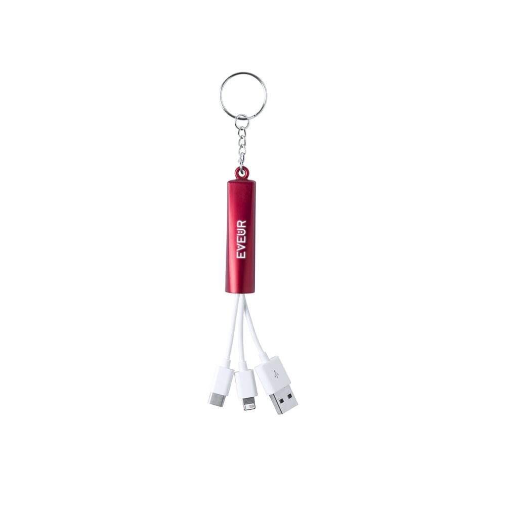 Zaref Cable 3 in 1 USB, Lightning, micro USB and USB type C, red