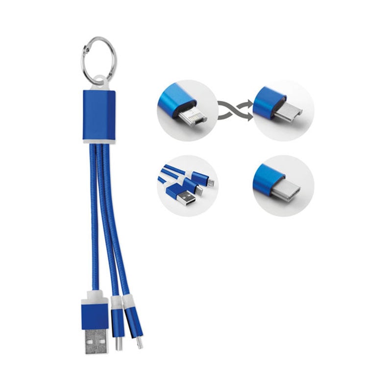 Rizo Charging cable, USB, Micro USB, USB Type-C, blue