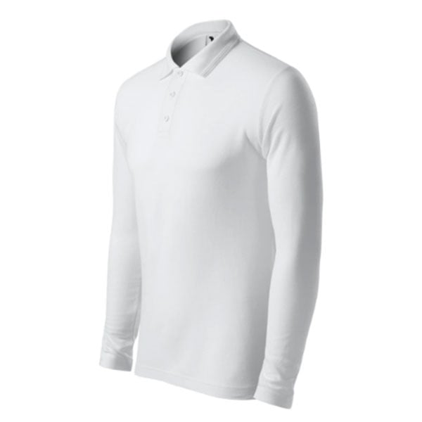 Malfini Men's Pique Polo 221 Long Sleeve Top, Size XL, White