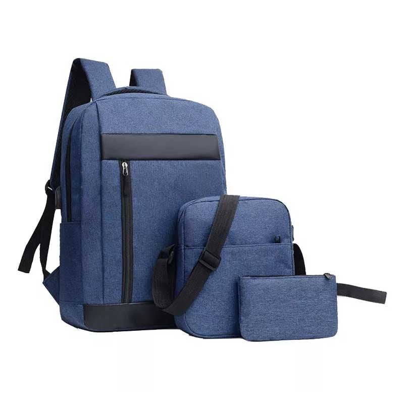 Casablanca Set backpack for laptop, bag and pencil case, 3 in 1, polyester, blue