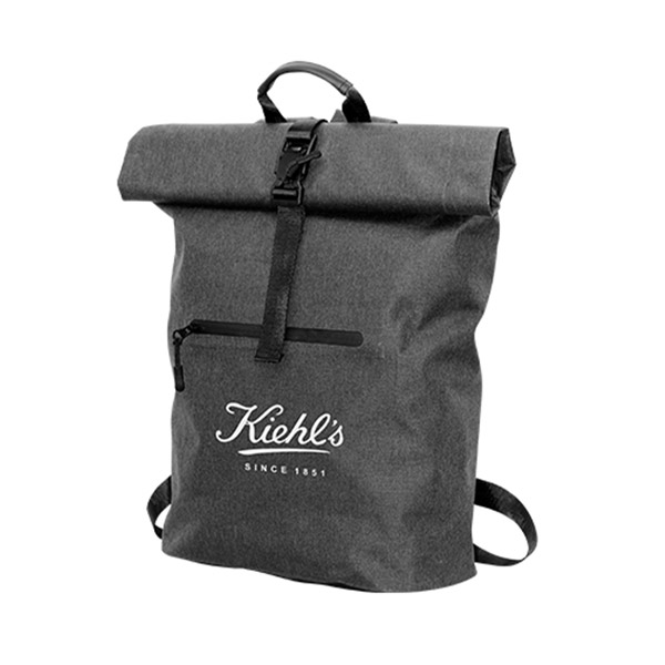Rolltop backpack, waterproof, with pocket, 300D RPET, 40 x 60 cm, black