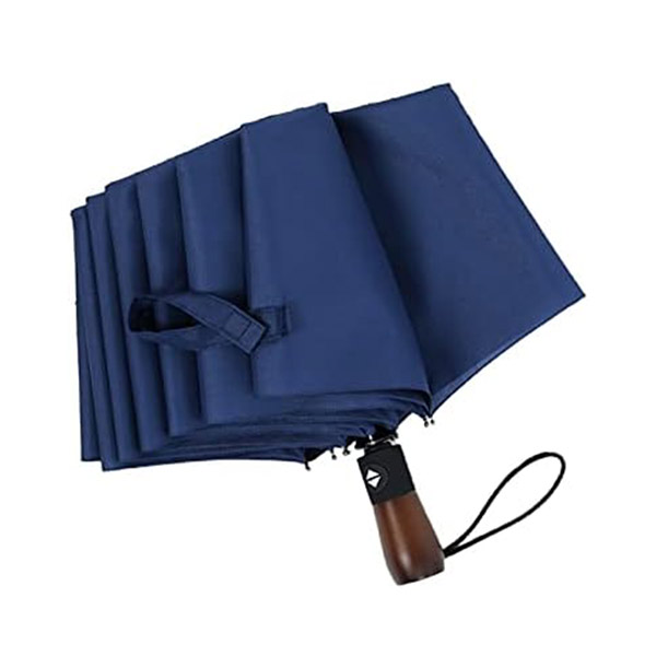 Umbrella Open/Close, Automatic, Diameter 105 cm, Wooden Handle, Blue