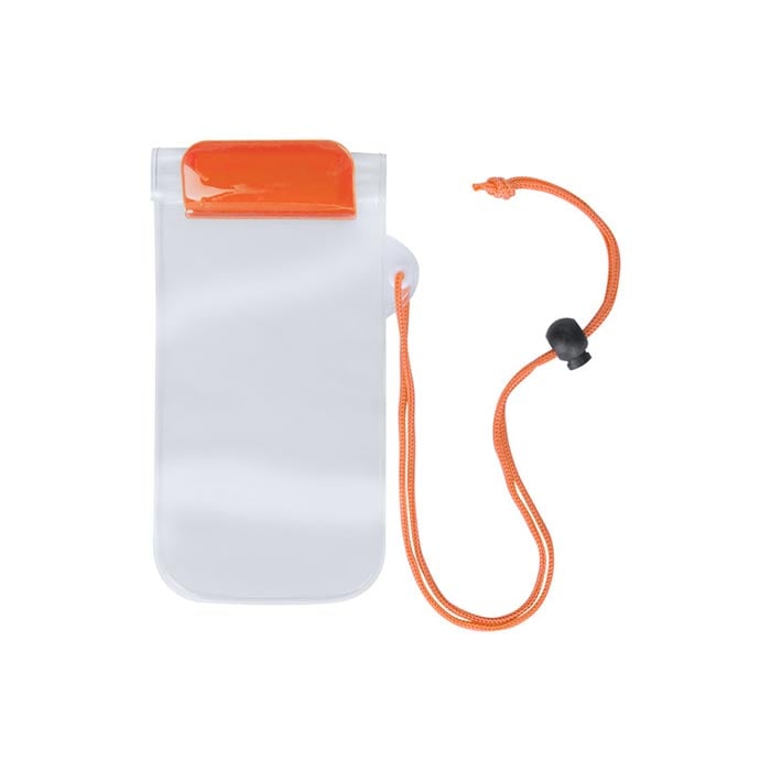Phone pouch Wapro, 95 x 230 mm, transparent, orange