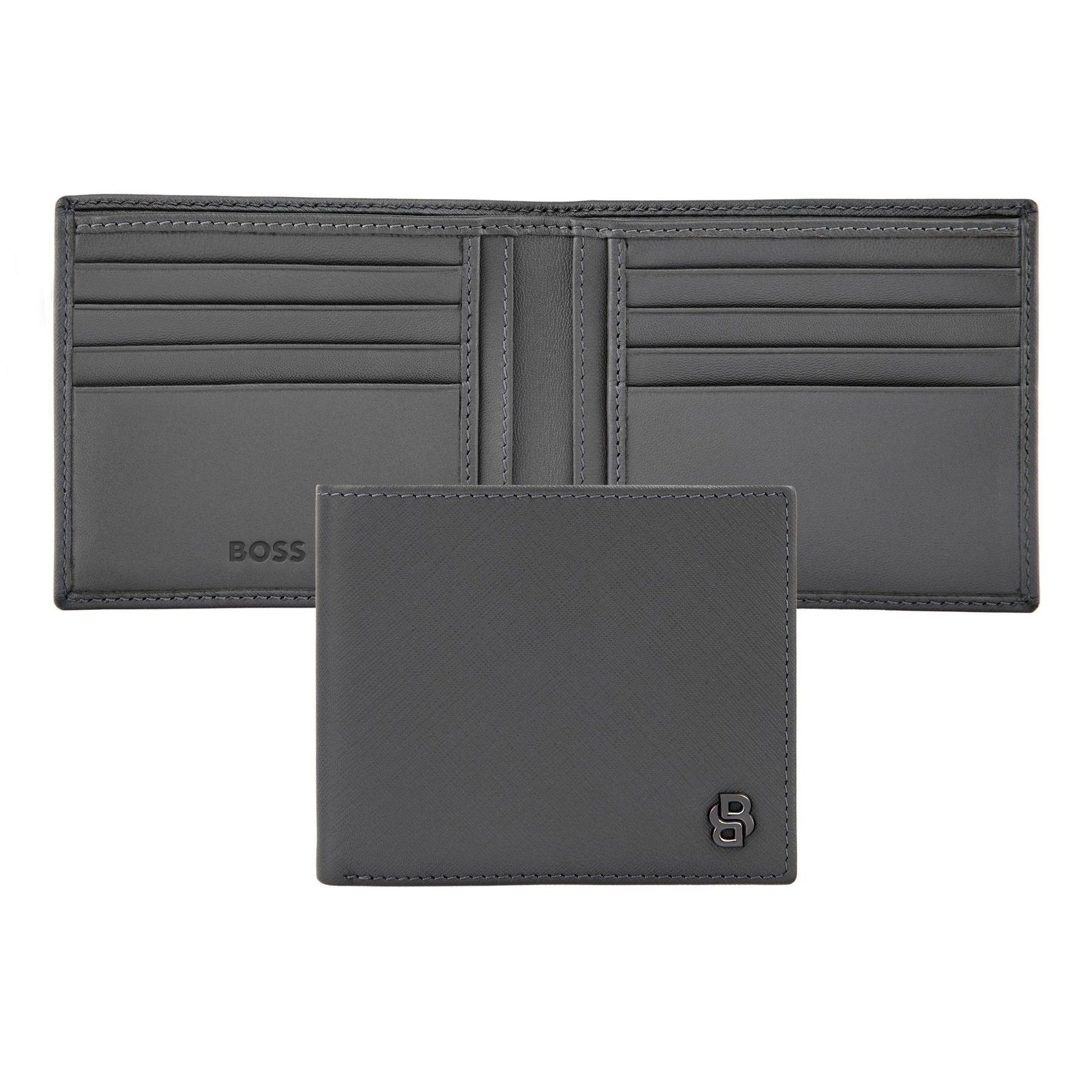 Hugo Boss Wallet Saffiano Double B, grey