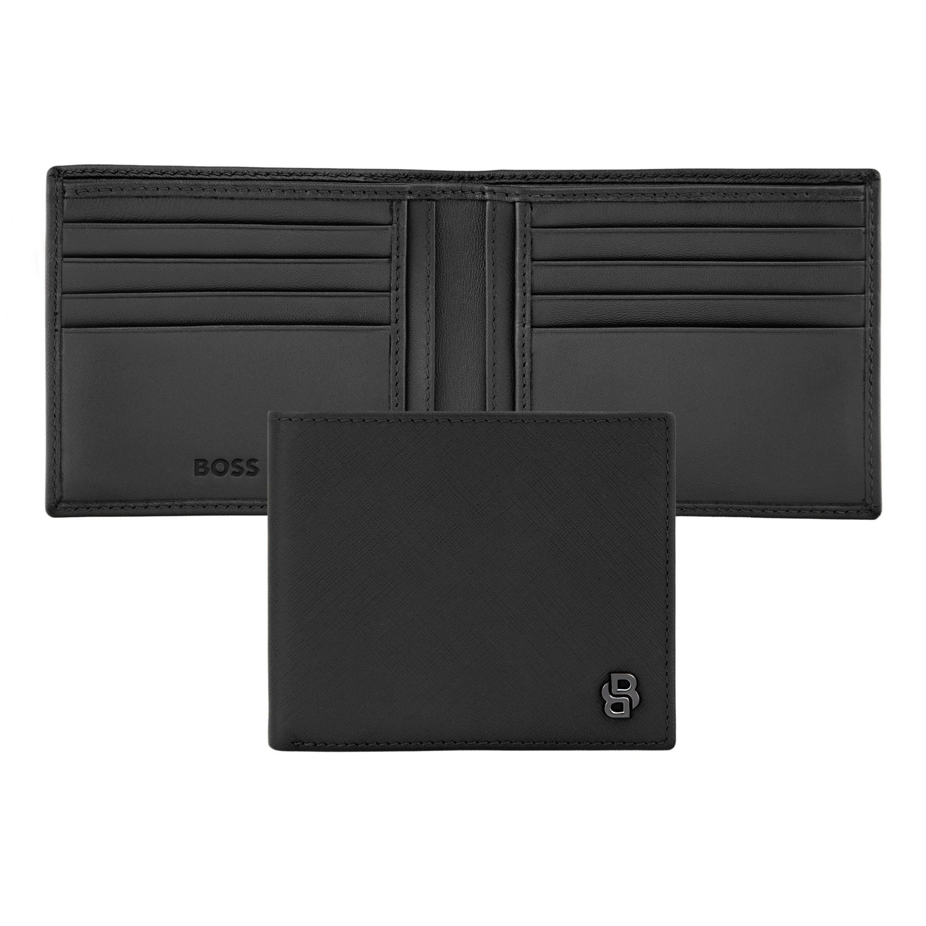 Hugo Boss Wallet Saffiano Double B, black