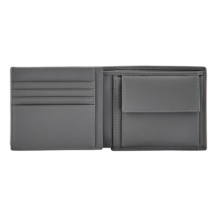 Hugo Boss Портфейл Saffiano Double B, с капак и отделение за монети, сив