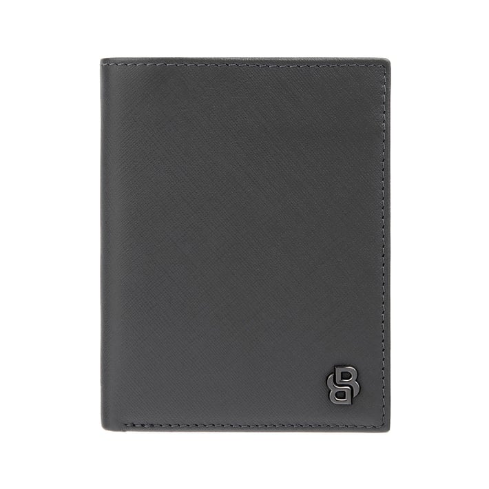 Hugo Boss Портфейл Saffiano, с капак и отделение за монети, сив
