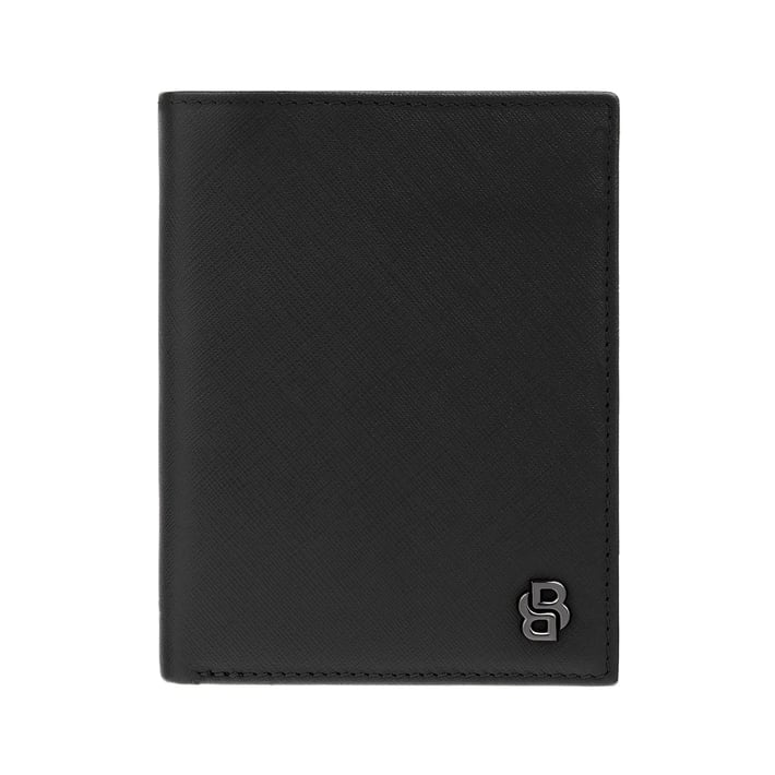 Hugo Boss Портфейл Saffiano, с капак и отделение за монети, черен