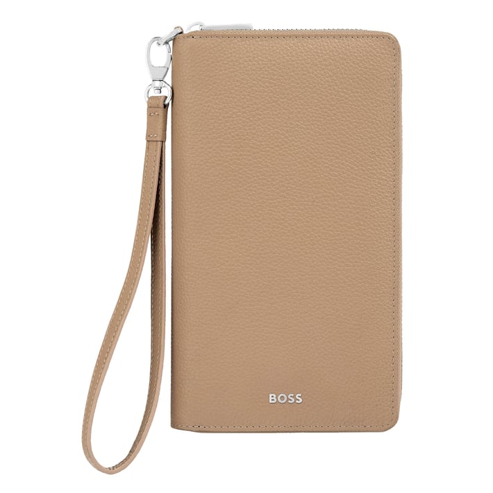 Hugo Boss Портфейл за пътуване Classic Grained, карамел